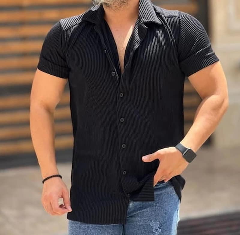تصویر 1 از پیراهن مردانه مشکی اسپرت با استایلی جذاب و مدرن